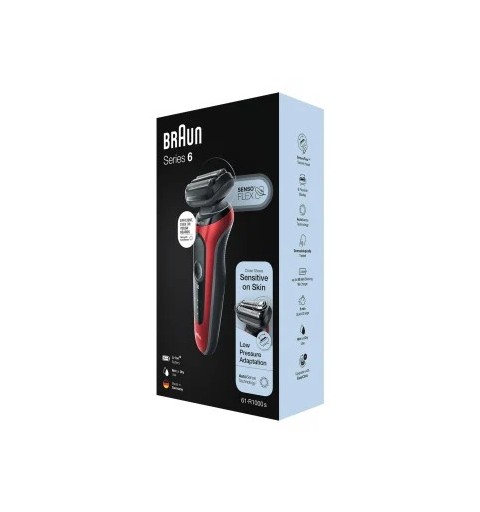 Braun Series 6 61-R1000s Rasoio Nero, Rosso