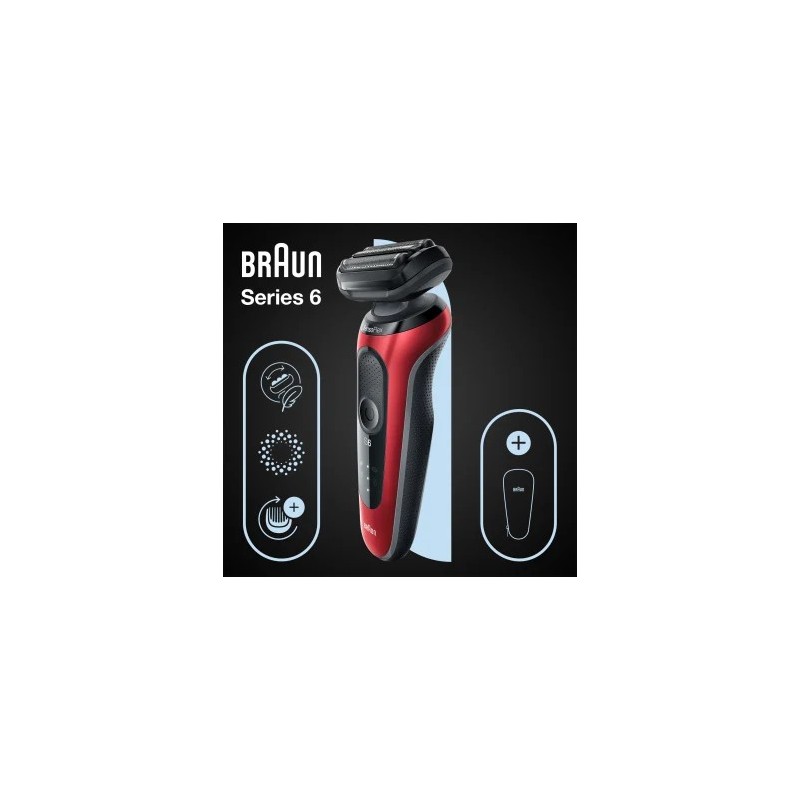 Braun Series 6 61-R1000s Rasoir à grille Noir, Rouge