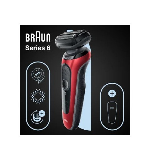 Braun Series 6 61-R1000s Máquina de afeitar de láminas Negro, Rojo