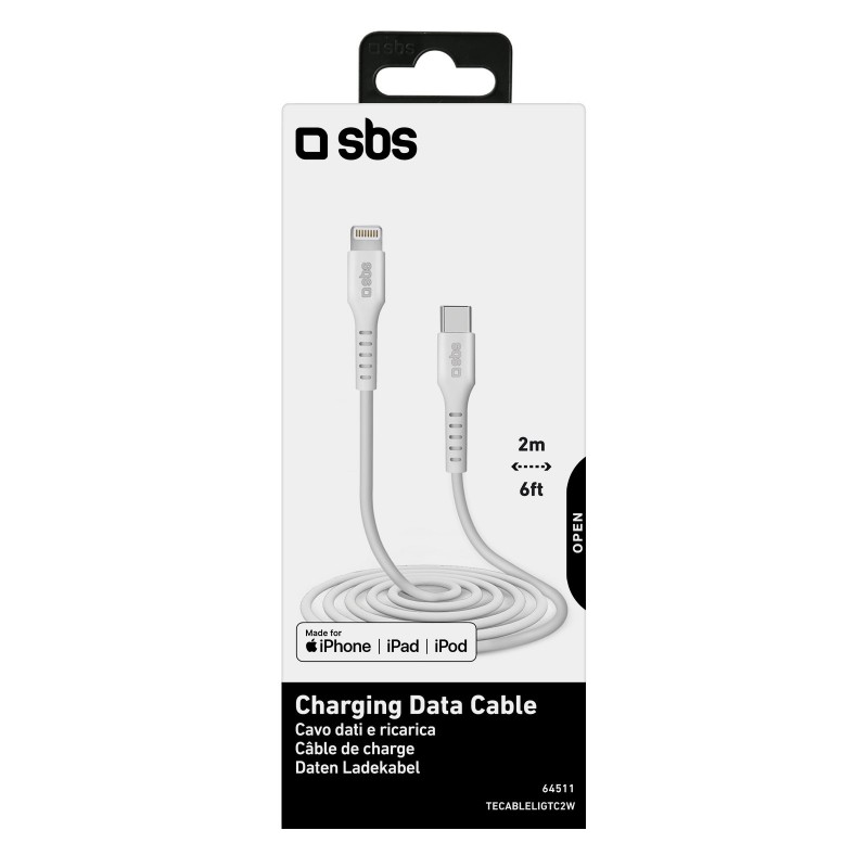 SBS TECABLELIGTC2W lightning cable 2 m White