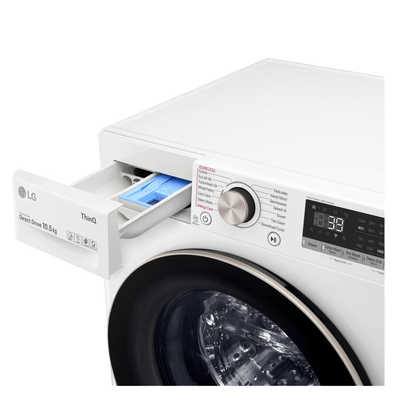 LG F6WV710SGA lavatrice Smart AI DD Libera Installazione Autodose Vapore TurboWash 360 10.5 kg Caricamento frontale A Oro Rosa