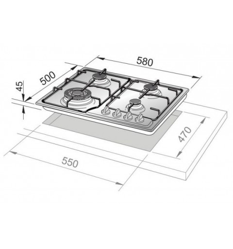 De’Longhi FFA 46 ASV hobs Acero inoxidable Integrado 60 cm Encimera de gas 4 zona(s)