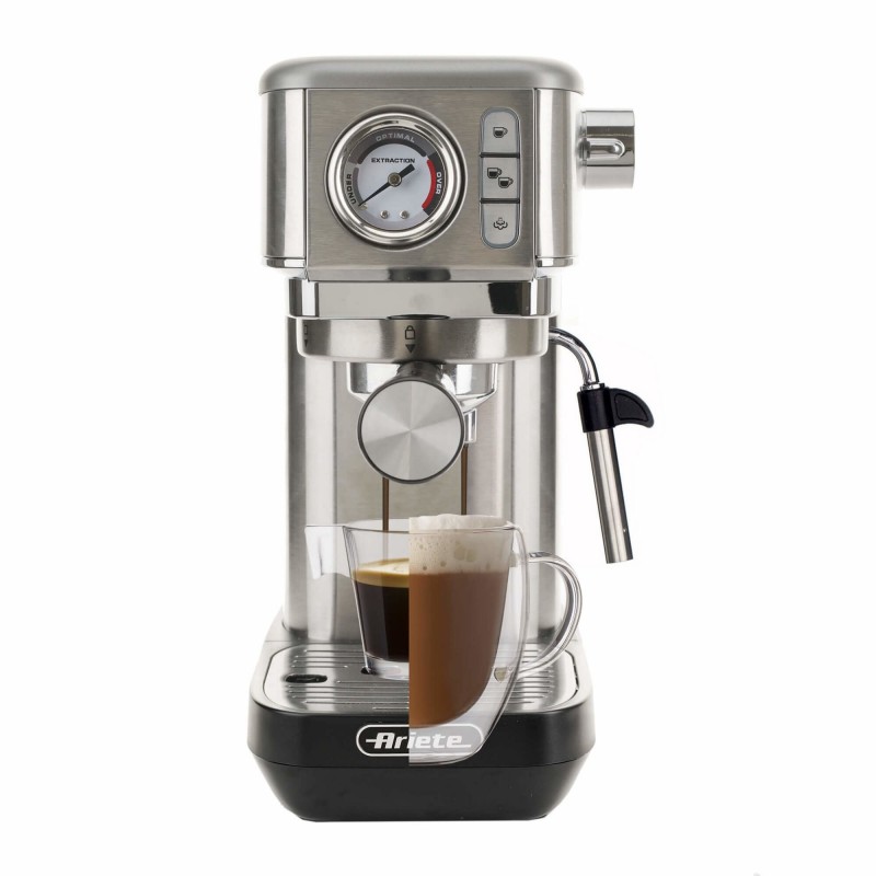 Ariete 1381 Macchina da caffè con manometro, compatibile con caffè in polvere e cialde ESE, 1300 W, Capacità 1,1 L, 15 bar di