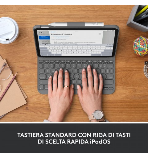 Logitech Slim Folio Grau Bluetooth QWERTY Italienisch