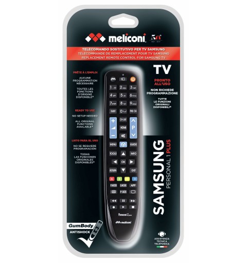 Meliconi Gumbody Personal 1 Plus Fernbedienung IR Wireless TV Drucktasten