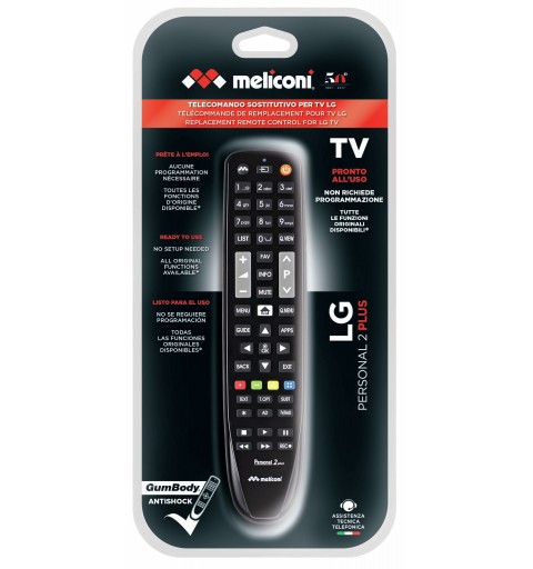 Meliconi Gumbody Personal 2 Plus Fernbedienung IR Wireless TV Drucktasten