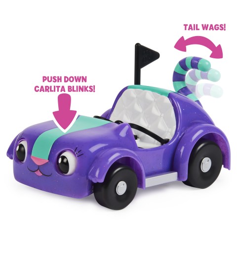 Gabby's Dollhouse , auto giocattolo Carlita con personaggio Pandy Paws da collezione e 2 accessori, giocattoli per bambini dai