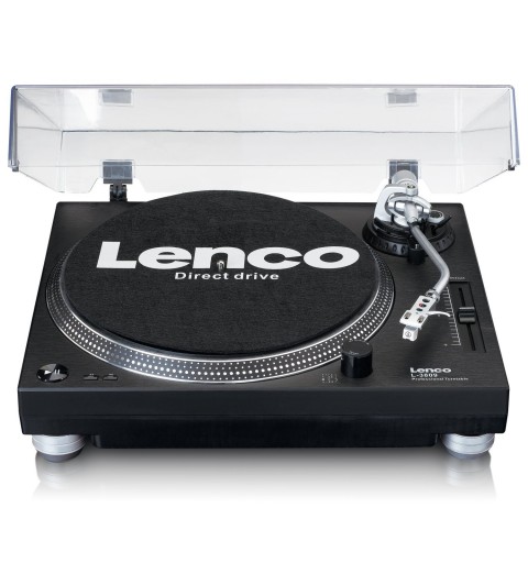 Lenco L-3809 Tourne-disque à entraînement direct Noir, Argent