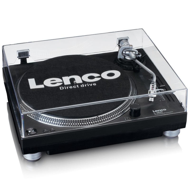 Lenco L-3809 Tourne-disque à entraînement direct Noir, Argent