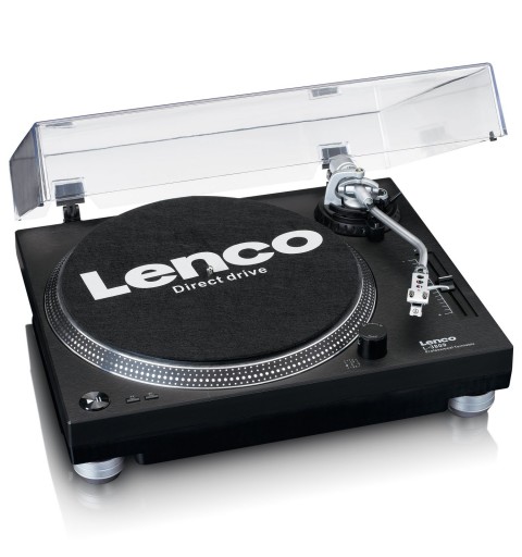 Lenco L-3809 Tourne-disque à entraînement direct Noir, Argent