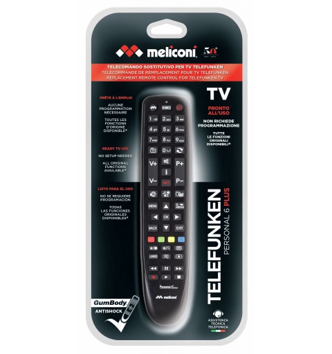 Meliconi Gumbody Personal 6 plus Fernbedienung IR Wireless TV Drucktasten