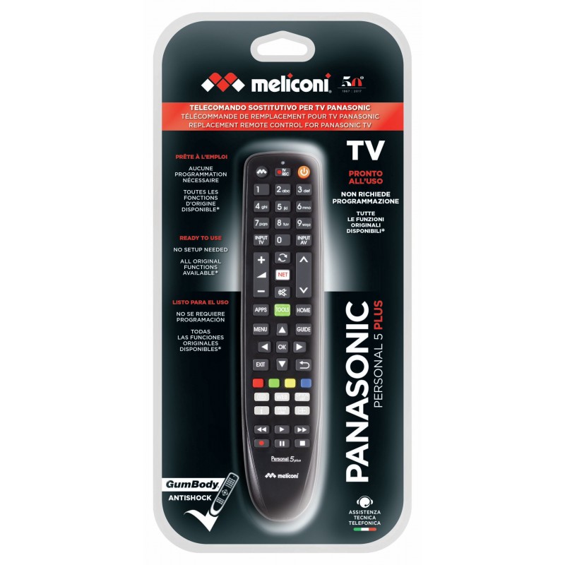 Meliconi Gumbody Personal 5 plus mando a distancia IR inalámbrico TV Botones