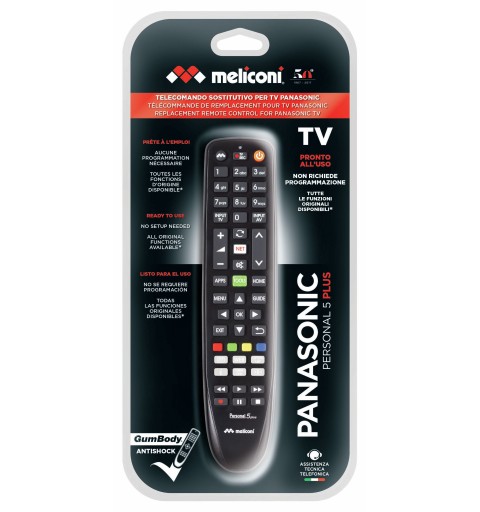 Meliconi Gumbody Personal 5 plus Fernbedienung IR Wireless TV Drucktasten