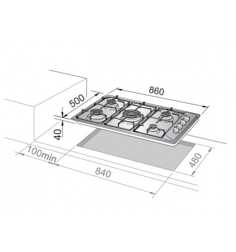 De’Longhi FLA 59 DD Kochfeld Edelstahl Integriert 86 cm Gaskochfeld 5 Zone(n)