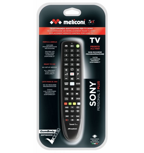 Meliconi Gumbody Personal 3 plus télécommande IR Wireless TV Appuyez sur les boutons