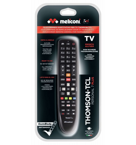 Meliconi Gumbody Personal 7 plus remote control IR Wireless TV Press buttons