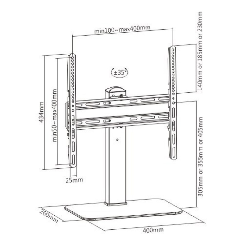 Techly ICA-LCD 323M Flachbildschirm-Tischhalterung 139,7 cm (55 Zoll) Schwarz Tisch Bank