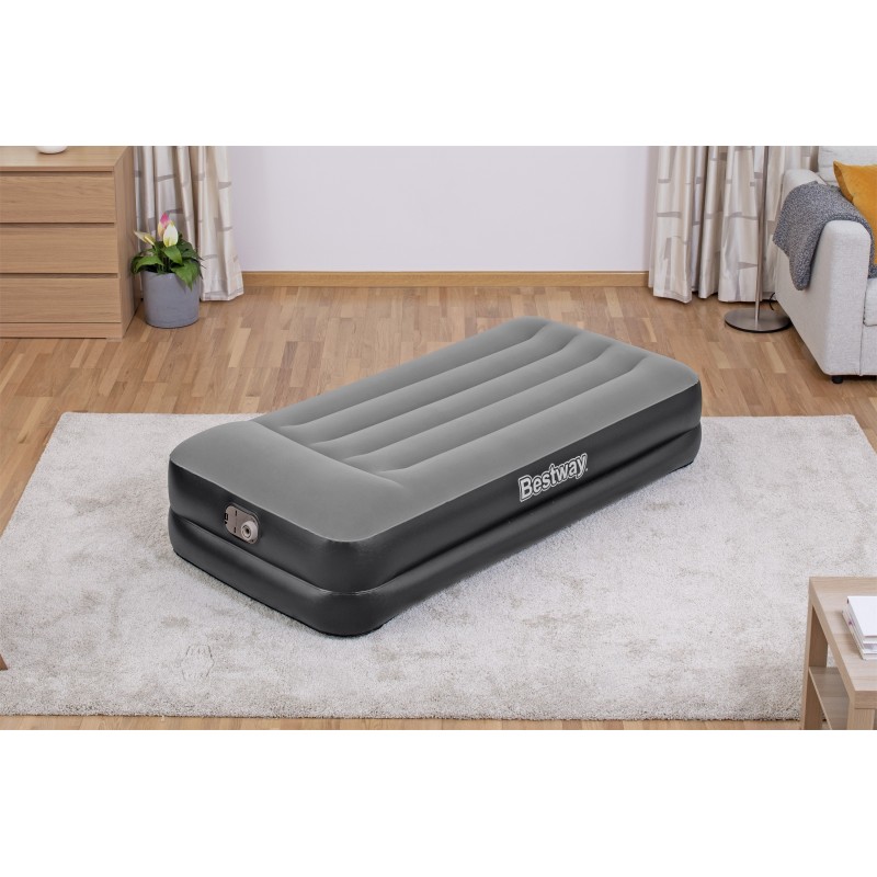 Bestway Matelas gonflable Tritech 1 place avec pompe électrique intégrée et revêtement antimicrobien 191 x 97 x 46 cm