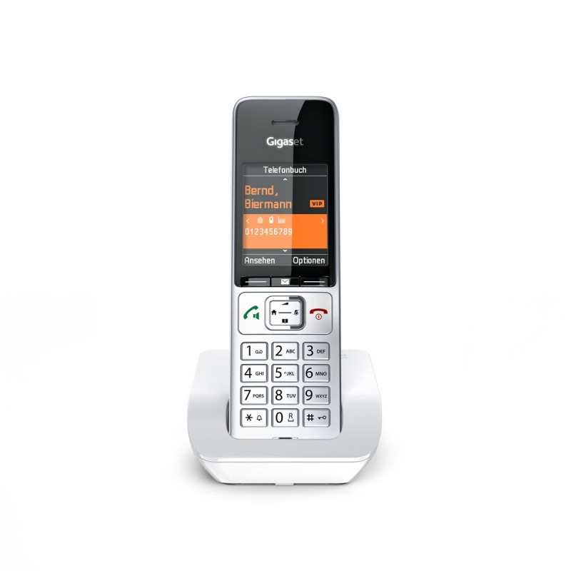 Gigaset Comfort 501 Teléfono DECT Identificador de llamadas Plata, Blanco