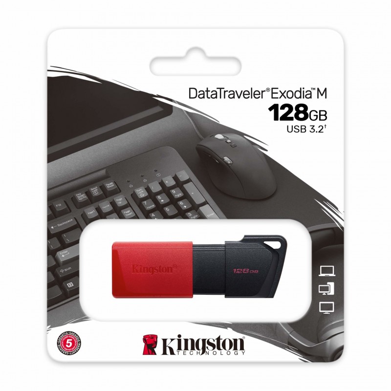 Kingston Technology DataTraveler Exodia M lecteur USB flash 128 Go USB Type-A 3.2 Gen 1 (3.1 Gen 1) Noir, Rouge