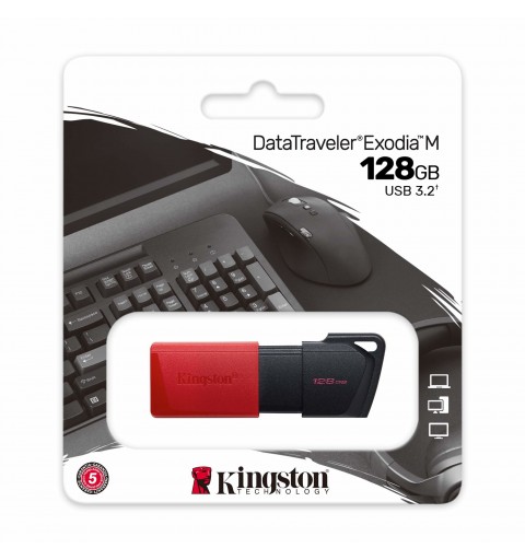 Kingston Technology DataTraveler Exodia M lecteur USB flash 128 Go USB Type-A 3.2 Gen 1 (3.1 Gen 1) Noir, Rouge