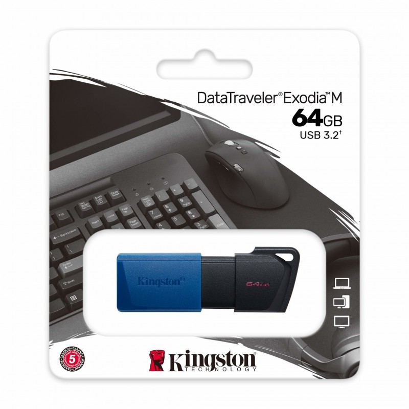 Kingston Technology DataTraveler Exodia M unidad flash USB 64 GB USB tipo A 3.2 Gen 1 (3.1 Gen 1) Negro, Azul