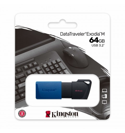 Kingston Technology DataTraveler Exodia M unidad flash USB 64 GB USB tipo A 3.2 Gen 1 (3.1 Gen 1) Negro, Azul