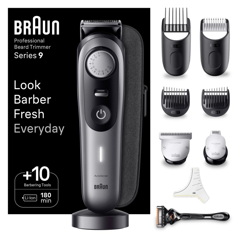 Braun BeardTrimmer BT9420 Wet & Dry Black, Grey