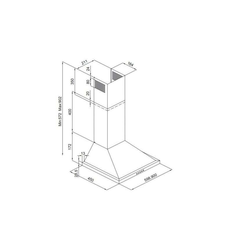 Silverline 2240.6 campana De pared Acero inoxidable 320 m³ h D