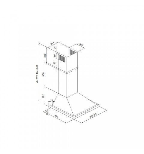 Silverline 2240.6 campana De pared Acero inoxidable 320 m³ h D