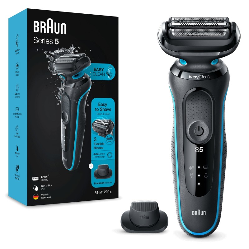 Braun Series 5 51-M1200s Rasoir à grille Tondeuse Noir, Bleu