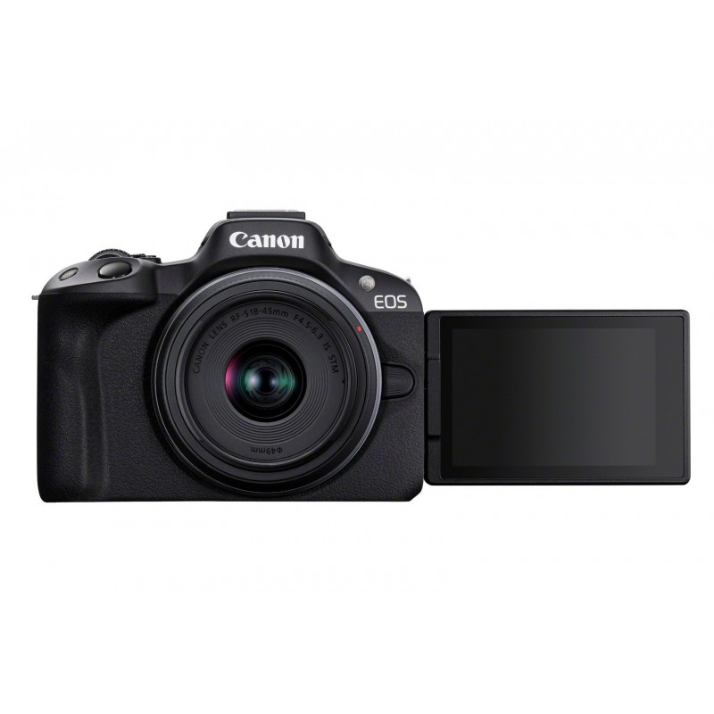 Canon EOS R50, Black + RF-S 18-45mm F4.5-6.3 IS STM Kit MILC 24,2 MP CMOS 6000 x 4000 Pixeles Negro