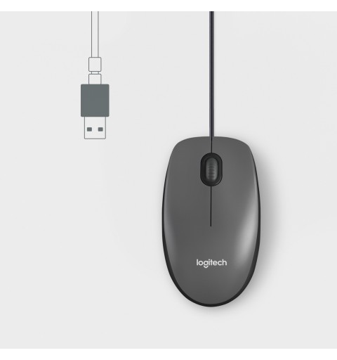 Logitech M100 ratón Ambidextro USB tipo A Óptico 1000 DPI