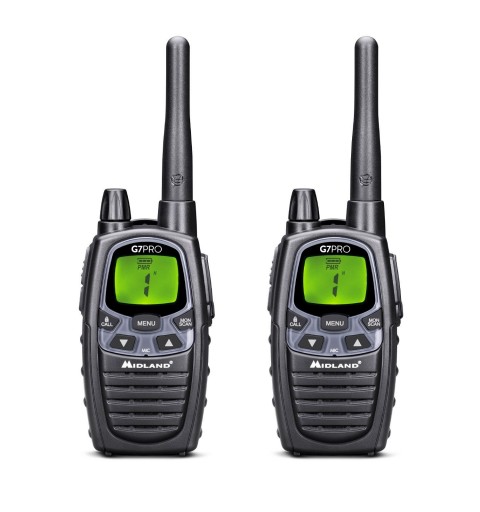 Midland G7 Pro Walkie Talkie radio bidirectionnelle 69 canaux 446.00625 - 446.09375 MHz Noir