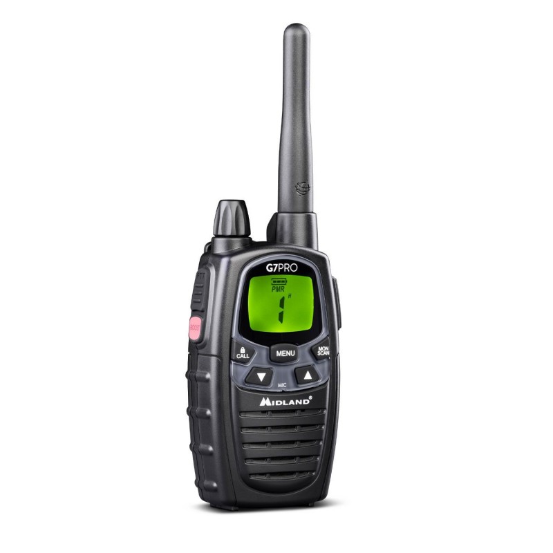 Midland G7 Pro Walkie Talkie radio bidirectionnelle 69 canaux 446.00625 - 446.09375 MHz Noir