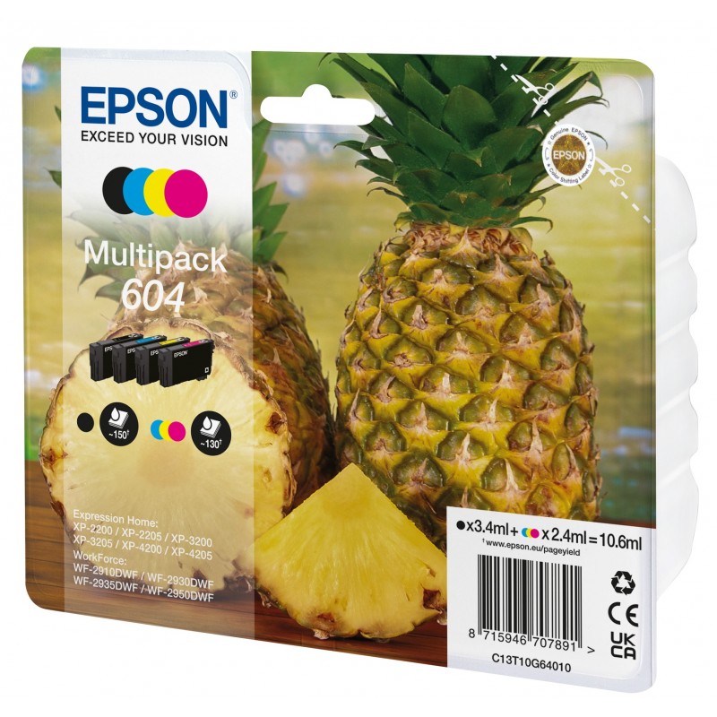 Epson 604 cartuccia d'inchiostro 4 pz Originale Resa standard Nero, Ciano, Magenta, Giallo