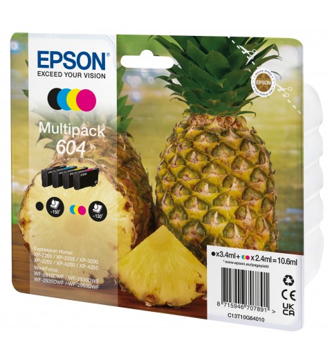 Epson 604 cartuccia d'inchiostro 4 pz Originale Resa standard Nero, Ciano, Magenta, Giallo