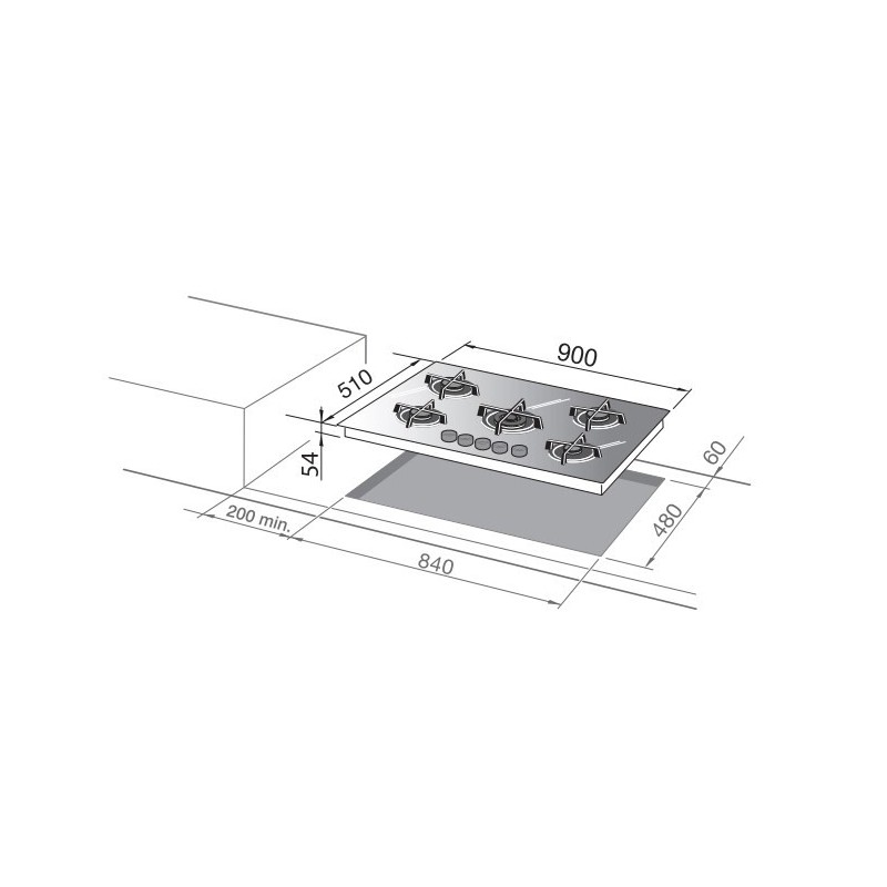 De’Longhi NSL 590 NC hobs Negro Integrado 90 cm Encimera de gas 5 zona(s)