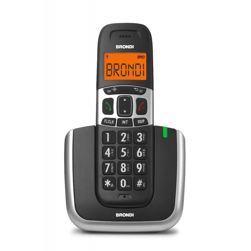 Brondi Bravo Platinum Telefono DECT Nero, Argento