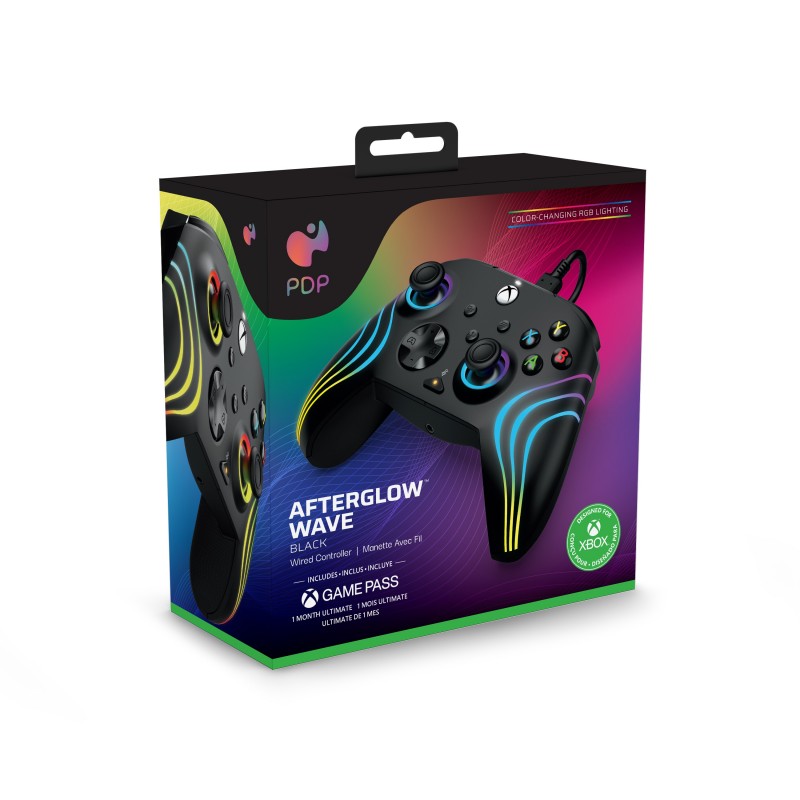 PDP Afterglow Wave Negro USB Gamepad PC, Xbox One, Xbox Series S, Xbox Series X