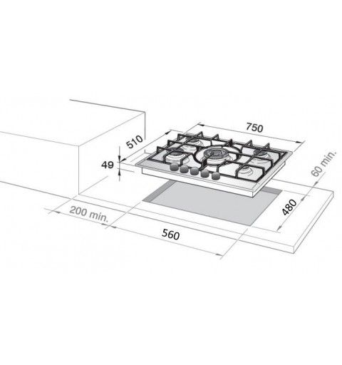 De’Longhi NSL 475 X hobs Acero inoxidable Integrado 75 cm Encimera de gas 4 zona(s)