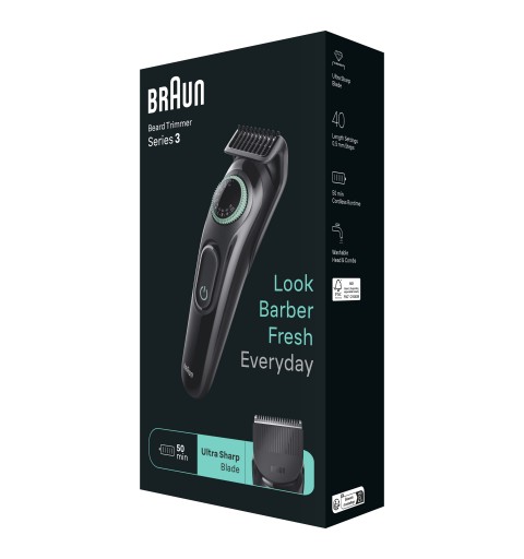 Braun BeardTrimmer 3 BT3411 Black, Green