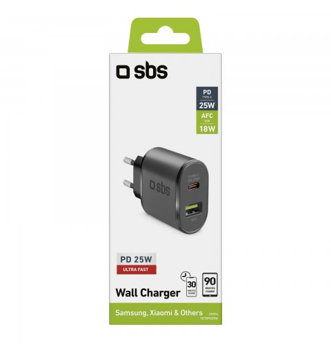 SBS TETRPD25W mobile device charger Black Indoor