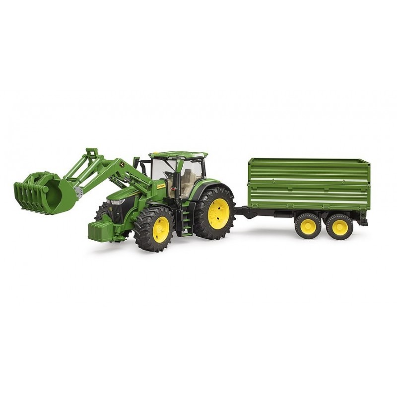 BRUDER John Deere 7R avec chargeur avant et remorque avec attelage tandem