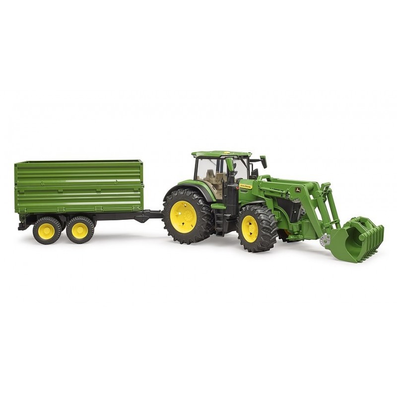 BRUDER John Deere 7R 350 with frontloader and tandemaxle tipping trailer