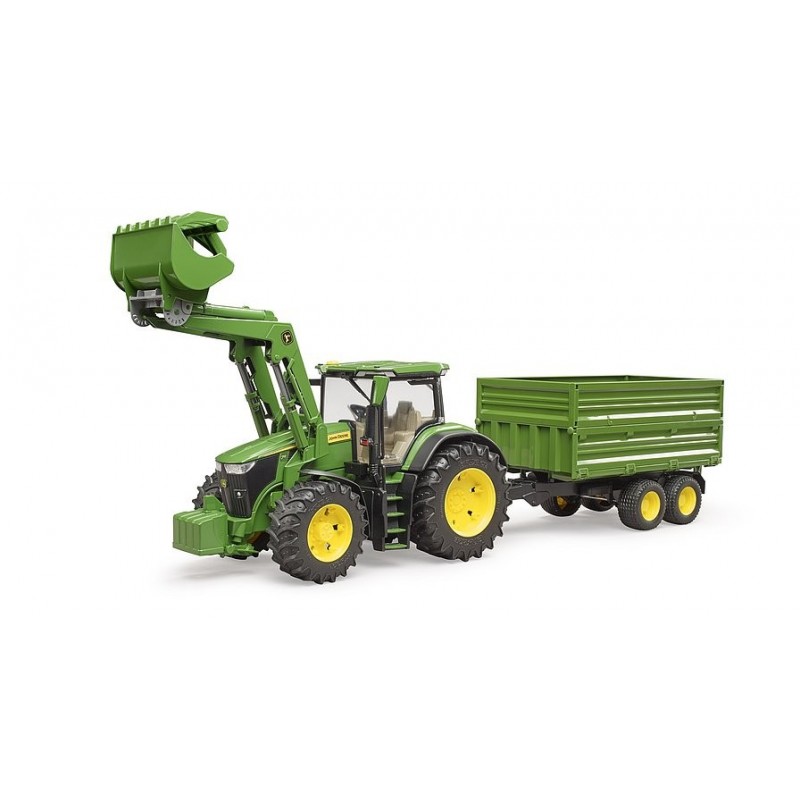 BRUDER John Deere 7R avec chargeur avant et remorque avec attelage tandem