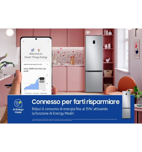 Samsung Frigorifero Combinato EcoFlex AI 2m 390L RB38C672CSA