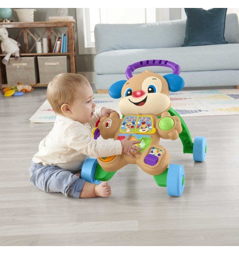 Fisher-Price Cagnolino Primi Passi - Ridi & Impara, Edizione multilingue, giocattolo musicale per camminare Giocattolo per