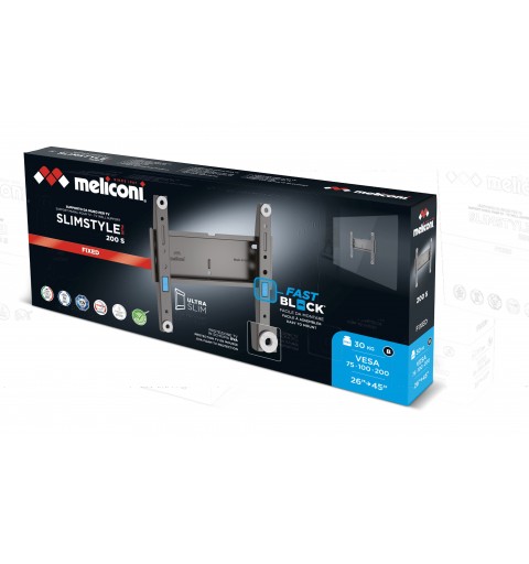 Meliconi 480986 Supporto TV a parete 114,3 cm (45") Nero