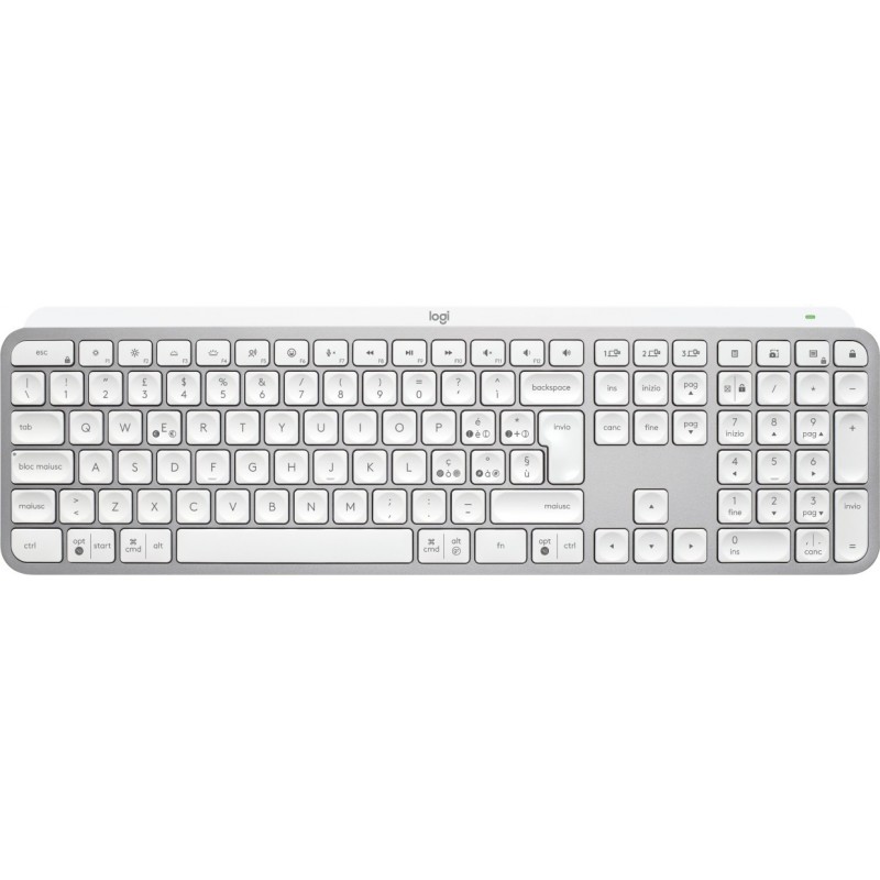 Logitech MX Keys S clavier RF sans fil + Bluetooth QWERTY Italien Aluminium, Blanc